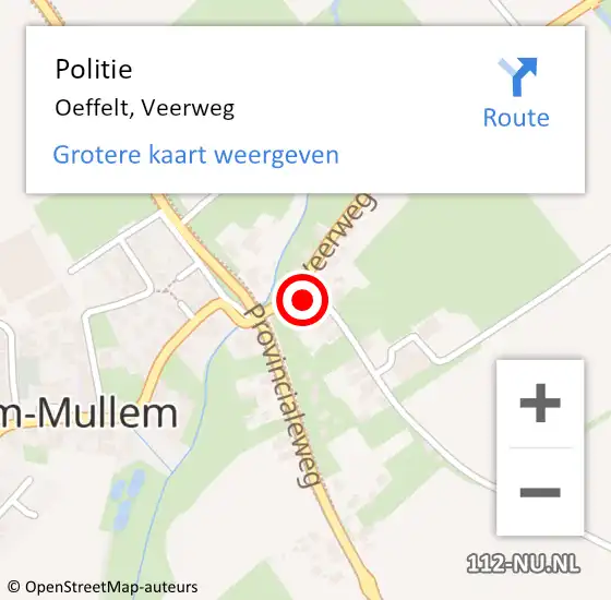 Locatie op kaart van de 112 melding: Politie Oeffelt, Veerweg op 1 januari 2025 03:33