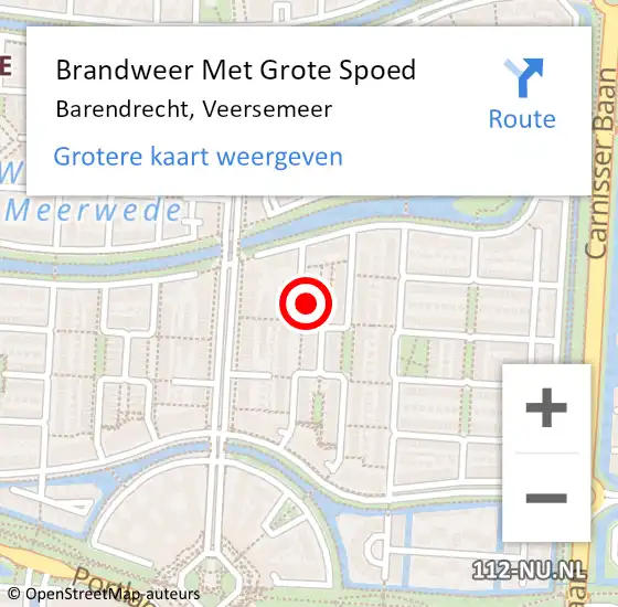 Locatie op kaart van de 112 melding: Brandweer Met Grote Spoed Naar Barendrecht, Veersemeer op 1 januari 2025 03:36