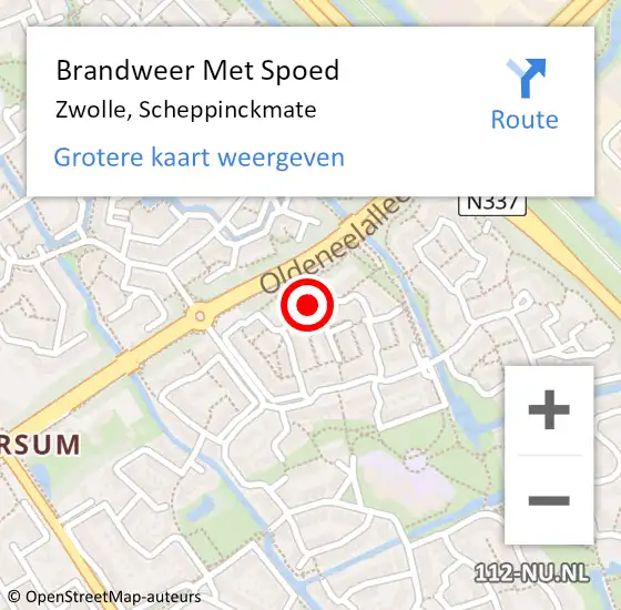 Locatie op kaart van de 112 melding: Brandweer Met Spoed Naar Zwolle, Scheppinckmate op 1 januari 2025 03:37