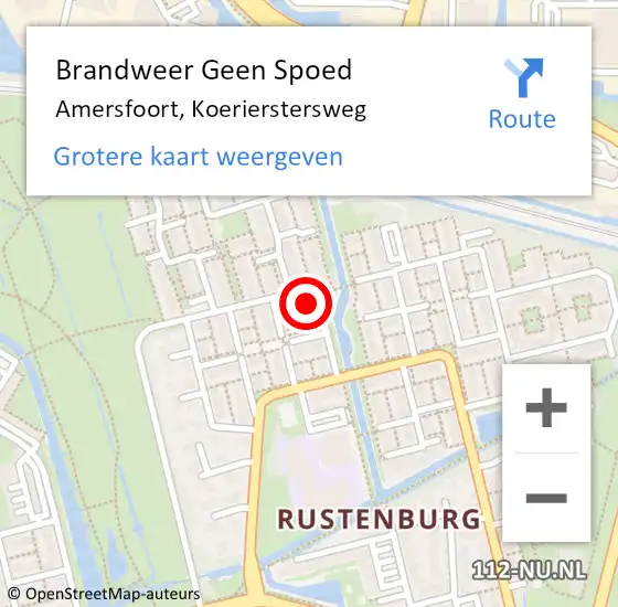 Locatie op kaart van de 112 melding: Brandweer Geen Spoed Naar Amersfoort, Koerierstersweg op 1 januari 2025 03:45