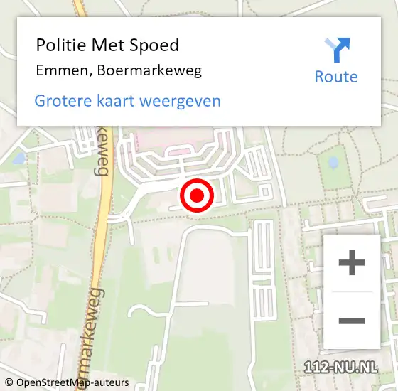 Locatie op kaart van de 112 melding: Politie Met Spoed Naar Emmen, Boermarkeweg op 1 januari 2025 03:47