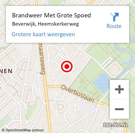 Locatie op kaart van de 112 melding: Brandweer Met Grote Spoed Naar Beverwijk, Heemskerkerweg op 1 januari 2025 03:47