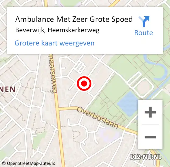 Locatie op kaart van de 112 melding: Ambulance Met Zeer Grote Spoed Naar Beverwijk, Heemskerkerweg op 1 januari 2025 03:47