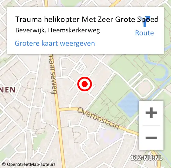 Locatie op kaart van de 112 melding: Trauma helikopter Met Zeer Grote Spoed Naar Beverwijk, Heemskerkerweg op 1 januari 2025 03:53