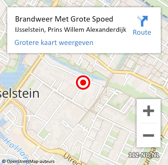 Locatie op kaart van de 112 melding: Brandweer Met Grote Spoed Naar IJsselstein, Prins Willem Alexanderdijk op 1 januari 2025 03:53