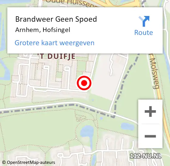 Locatie op kaart van de 112 melding: Brandweer Geen Spoed Naar Arnhem, Hofsingel op 1 januari 2025 03:59