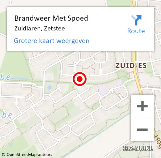 Locatie op kaart van de 112 melding: Brandweer Met Spoed Naar Zuidlaren, Zetstee op 1 januari 2025 04:06