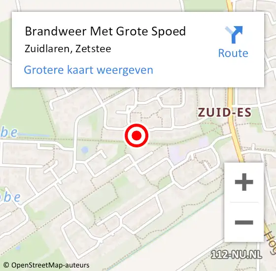 Locatie op kaart van de 112 melding: Brandweer Met Grote Spoed Naar Zuidlaren, Zetstee op 1 januari 2025 04:16