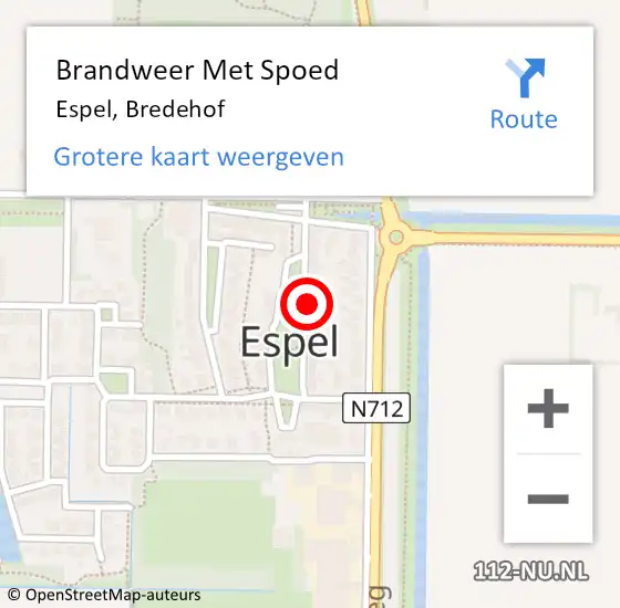 Locatie op kaart van de 112 melding: Brandweer Met Spoed Naar Espel, Bredehof op 1 januari 2025 04:16