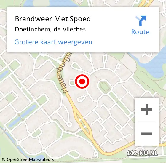 Locatie op kaart van de 112 melding: Brandweer Met Spoed Naar Doetinchem, de Vlierbes op 1 januari 2025 04:18