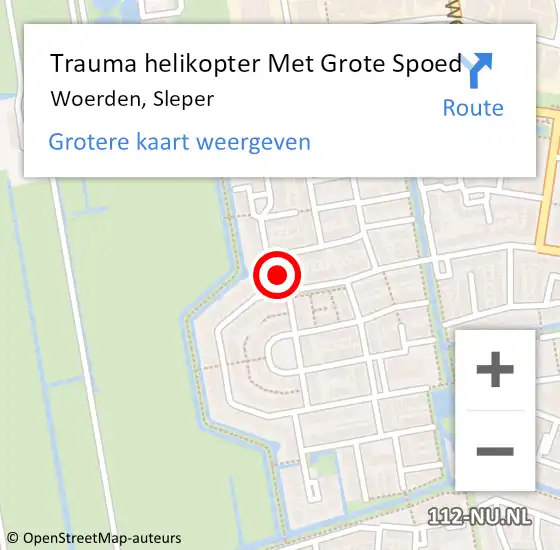 Locatie op kaart van de 112 melding: Trauma helikopter Met Grote Spoed Naar Woerden, Sleper op 1 januari 2025 04:23