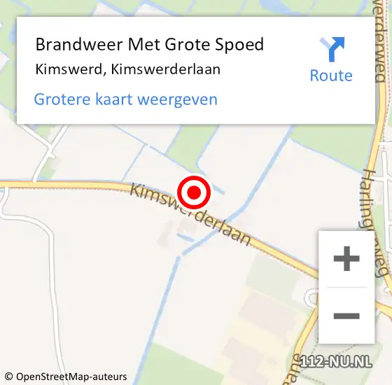 Locatie op kaart van de 112 melding: Brandweer Met Grote Spoed Naar Kimswerd, Kimswerderlaan op 1 januari 2025 04:29