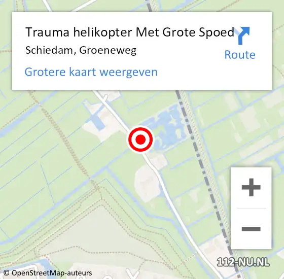 Locatie op kaart van de 112 melding: Trauma helikopter Met Grote Spoed Naar Schiedam, Groeneweg op 1 januari 2025 04:31