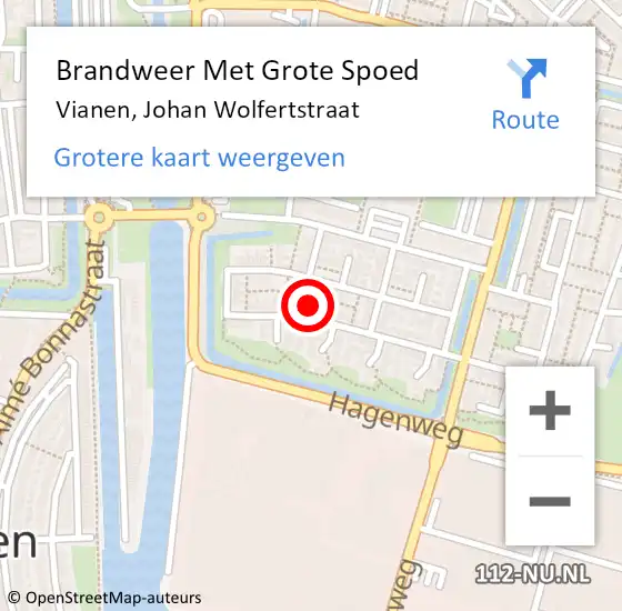 Locatie op kaart van de 112 melding: Brandweer Met Grote Spoed Naar Vianen, Johan Wolfertstraat op 1 januari 2025 04:35