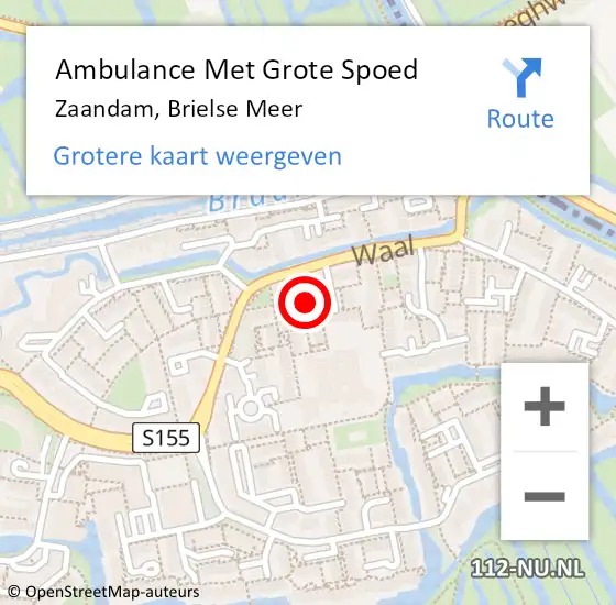 Locatie op kaart van de 112 melding: Ambulance Met Grote Spoed Naar Zaandam, Brielse Meer op 1 januari 2025 04:48