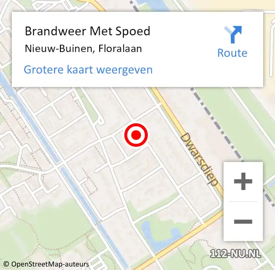 Locatie op kaart van de 112 melding: Brandweer Met Spoed Naar Nieuw-Buinen, Floralaan op 1 januari 2025 04:53