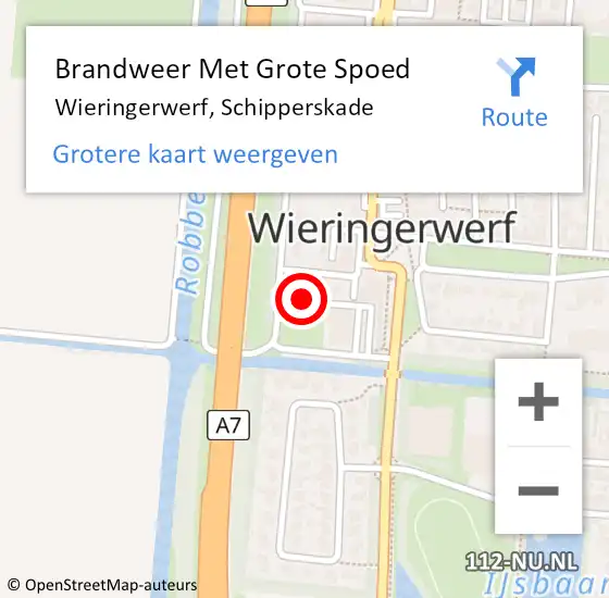 Locatie op kaart van de 112 melding: Brandweer Met Grote Spoed Naar Wieringerwerf, Schipperskade op 1 januari 2025 05:08