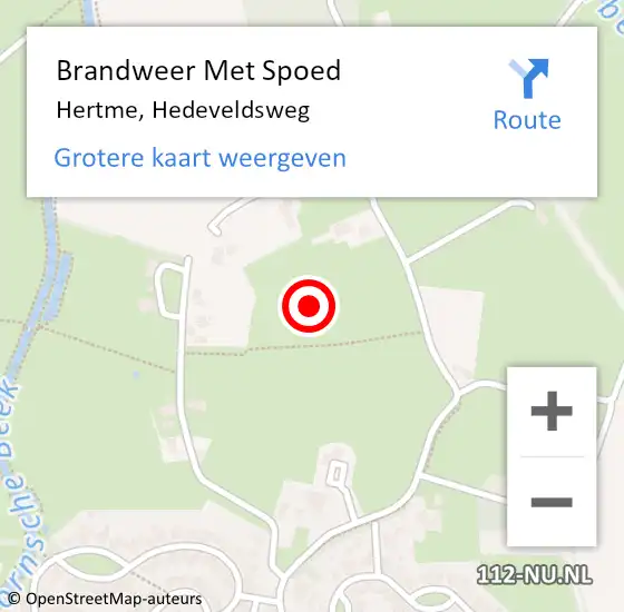 Locatie op kaart van de 112 melding: Brandweer Met Spoed Naar Hertme, Hedeveldsweg op 1 januari 2025 05:11