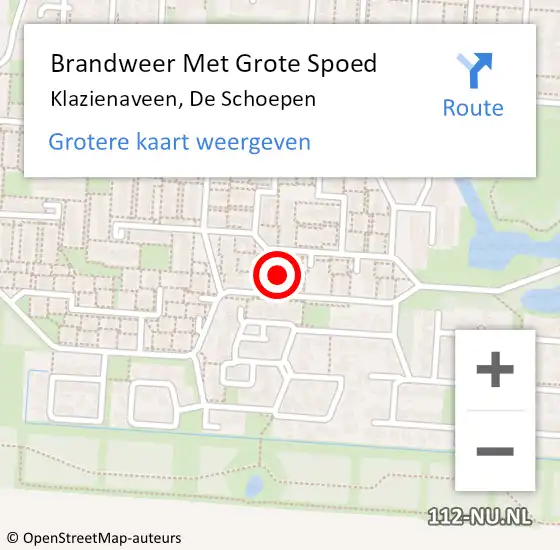 Locatie op kaart van de 112 melding: Brandweer Met Grote Spoed Naar Klazienaveen, De Schoepen op 1 januari 2025 05:19