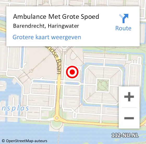 Locatie op kaart van de 112 melding: Ambulance Met Grote Spoed Naar Barendrecht, Haringwater op 1 januari 2025 05:29