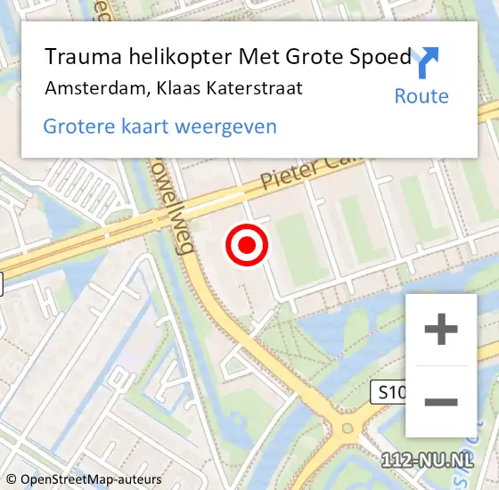 Locatie op kaart van de 112 melding: Trauma helikopter Met Grote Spoed Naar Amsterdam, Klaas Katerstraat op 1 januari 2025 05:37