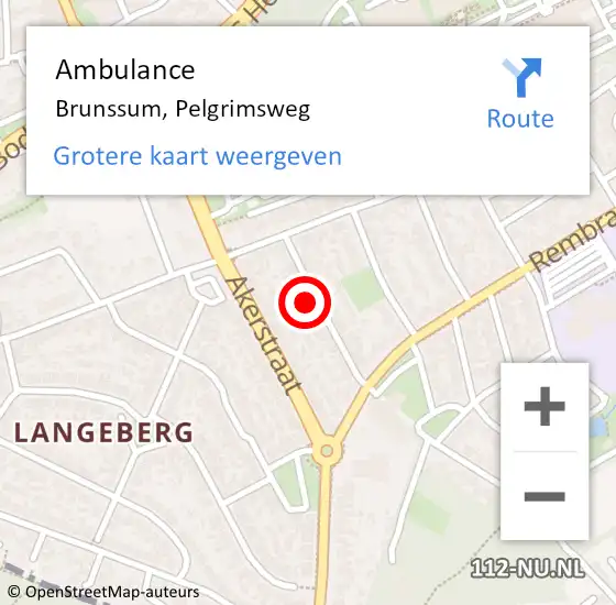 Locatie op kaart van de 112 melding: Ambulance Brunssum, Pelgrimsweg op 1 november 2014 12:09