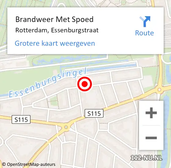 Locatie op kaart van de 112 melding: Brandweer Met Spoed Naar Rotterdam, Essenburgstraat op 1 januari 2025 06:02