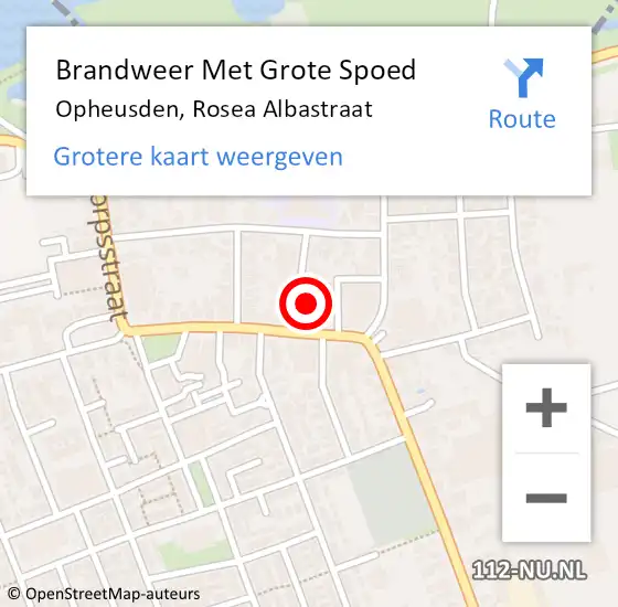 Locatie op kaart van de 112 melding: Brandweer Met Grote Spoed Naar Opheusden, Rosea Albastraat op 1 januari 2025 06:02