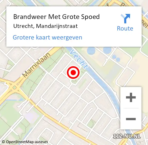 Locatie op kaart van de 112 melding: Brandweer Met Grote Spoed Naar Utrecht, Mandarijnstraat op 1 januari 2025 06:27