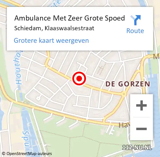 Locatie op kaart van de 112 melding: Ambulance Met Zeer Grote Spoed Naar Schiedam, Klaaswaalsestraat op 1 januari 2025 06:28