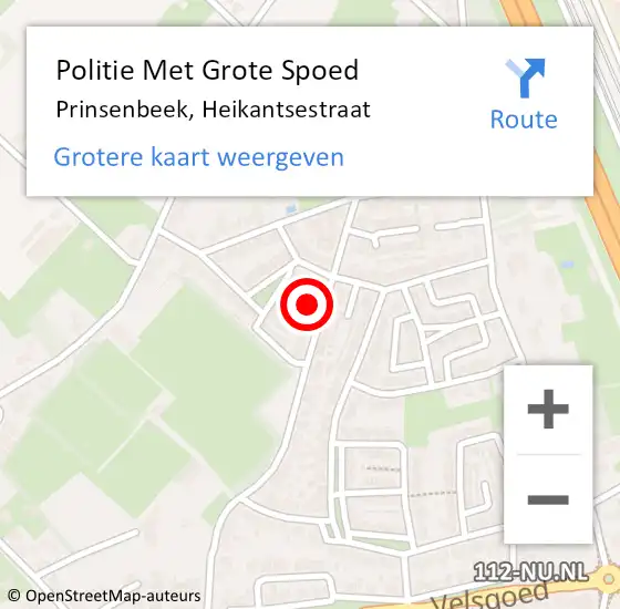 Locatie op kaart van de 112 melding: Politie Met Grote Spoed Naar Prinsenbeek, Heikantsestraat op 1 januari 2025 06:42