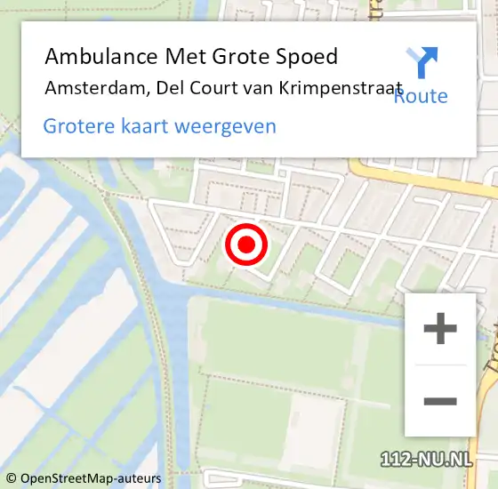 Locatie op kaart van de 112 melding: Ambulance Met Grote Spoed Naar Amsterdam, Del Court van Krimpenstraat op 1 januari 2025 07:37