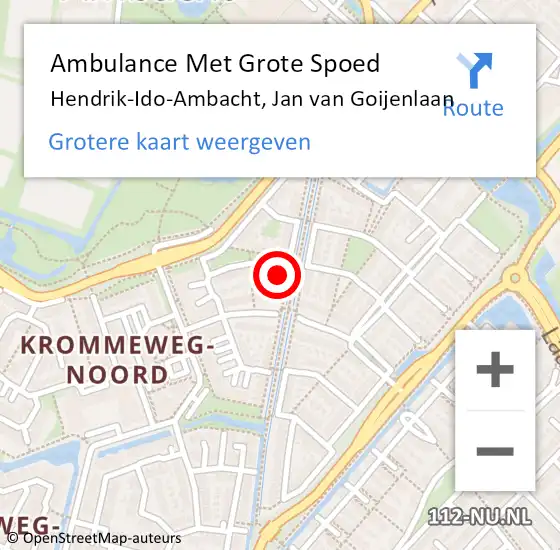 Locatie op kaart van de 112 melding: Ambulance Met Grote Spoed Naar Hendrik-Ido-Ambacht, Jan van Goijenlaan op 1 januari 2025 07:38