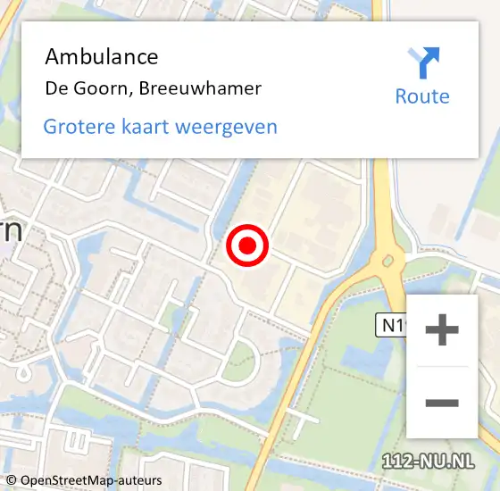 Locatie op kaart van de 112 melding: Ambulance De Goorn, Breeuwhamer op 1 januari 2025 07:44