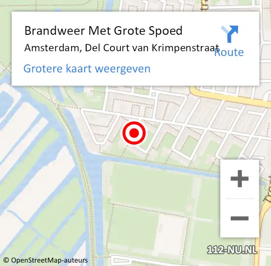 Locatie op kaart van de 112 melding: Brandweer Met Grote Spoed Naar Amsterdam, Del Court van Krimpenstraat op 1 januari 2025 07:49