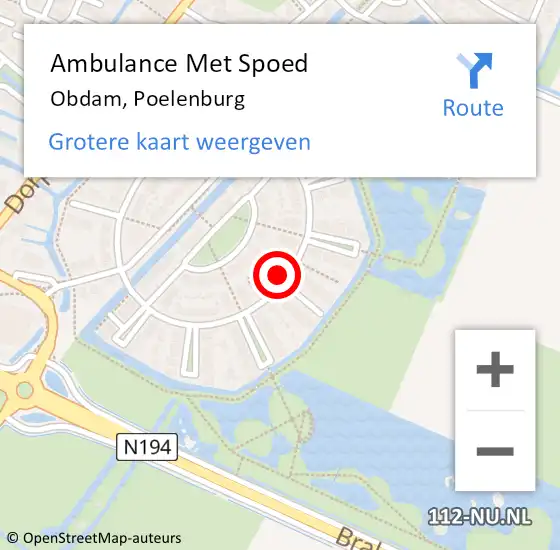 Locatie op kaart van de 112 melding: Ambulance Met Spoed Naar Obdam, Poelenburg op 1 januari 2025 07:55