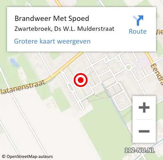 Locatie op kaart van de 112 melding: Brandweer Met Spoed Naar Zwartebroek, Ds W.L. Mulderstraat op 1 januari 2025 08:05