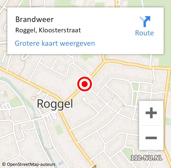 Locatie op kaart van de 112 melding: Brandweer Roggel, Kloosterstraat op 1 november 2014 12:24