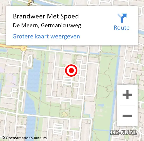 Locatie op kaart van de 112 melding: Brandweer Met Spoed Naar De Meern, Germanicusweg op 1 januari 2025 09:11