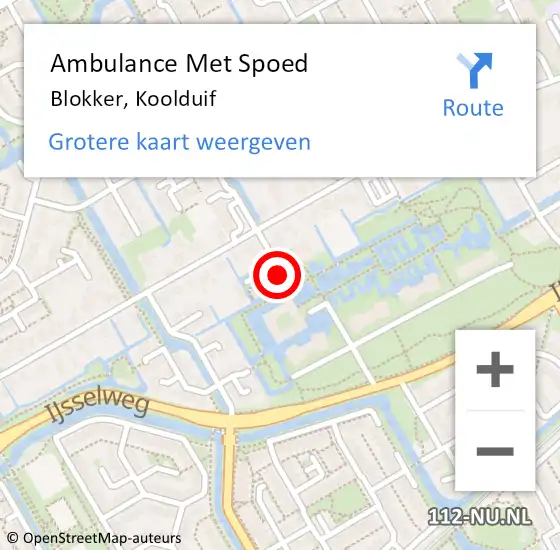 Locatie op kaart van de 112 melding: Ambulance Met Spoed Naar Blokker, Koolduif op 1 januari 2025 09:15