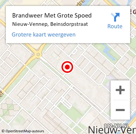 Locatie op kaart van de 112 melding: Brandweer Met Grote Spoed Naar Nieuw-Vennep, Beinsdorpstraat op 1 januari 2025 09:36