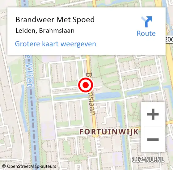 Locatie op kaart van de 112 melding: Brandweer Met Spoed Naar Leiden, Brahmslaan op 1 januari 2025 09:58