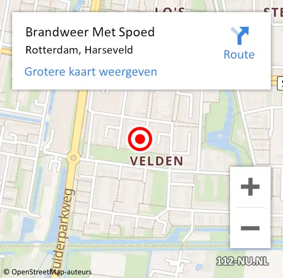 Locatie op kaart van de 112 melding: Brandweer Met Spoed Naar Rotterdam, Harseveld op 1 januari 2025 09:59