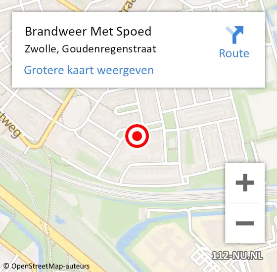 Locatie op kaart van de 112 melding: Brandweer Met Spoed Naar Zwolle, Goudenregenstraat op 1 januari 2025 10:00