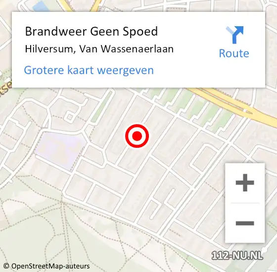 Locatie op kaart van de 112 melding: Brandweer Geen Spoed Naar Hilversum, Van Wassenaerlaan op 1 januari 2025 10:05