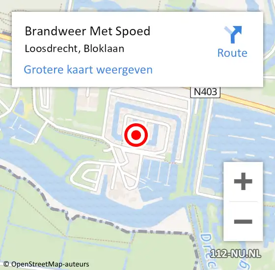 Locatie op kaart van de 112 melding: Brandweer Met Spoed Naar Loosdrecht, Bloklaan op 1 januari 2025 10:36