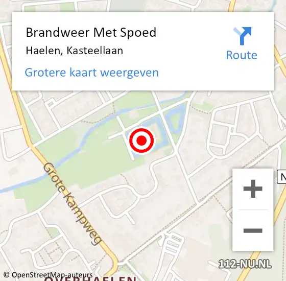 Locatie op kaart van de 112 melding: Brandweer Met Spoed Naar Haelen, Kasteellaan op 1 januari 2025 11:12