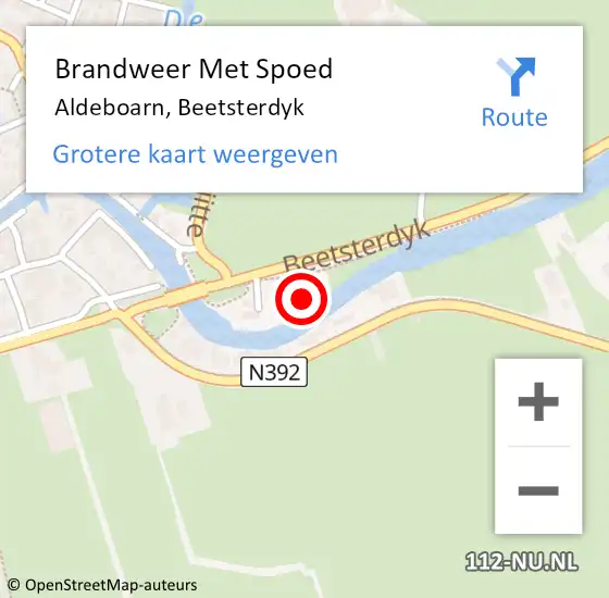 Locatie op kaart van de 112 melding: Brandweer Met Spoed Naar Aldeboarn, Beetsterdyk op 1 januari 2025 11:12