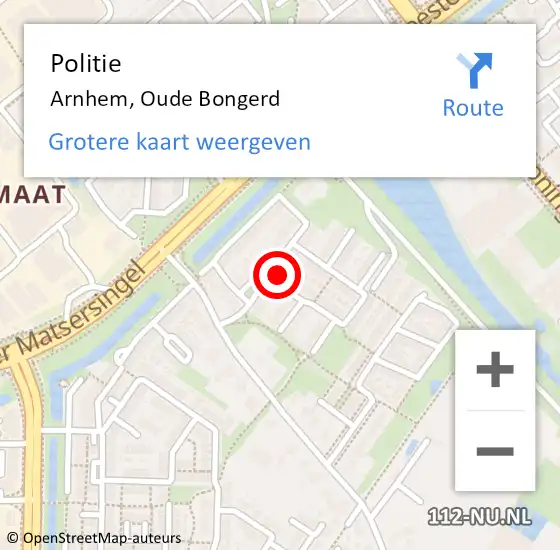 Locatie op kaart van de 112 melding: Politie Arnhem, Oude Bongerd op 1 januari 2025 11:17