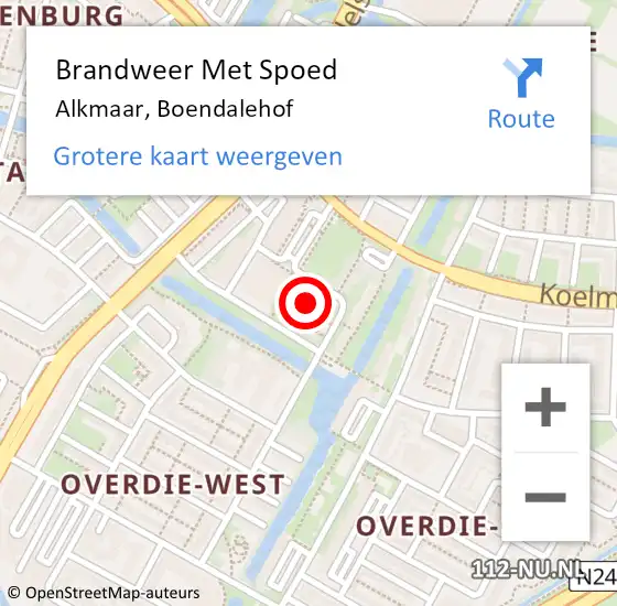 Locatie op kaart van de 112 melding: Brandweer Met Spoed Naar Alkmaar, Boendalehof op 1 januari 2025 11:42